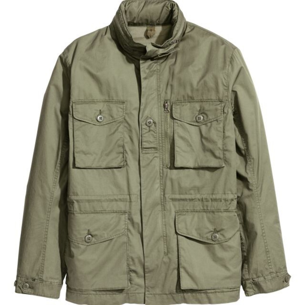 H&M Khaki Green Cargo Jacket, Large